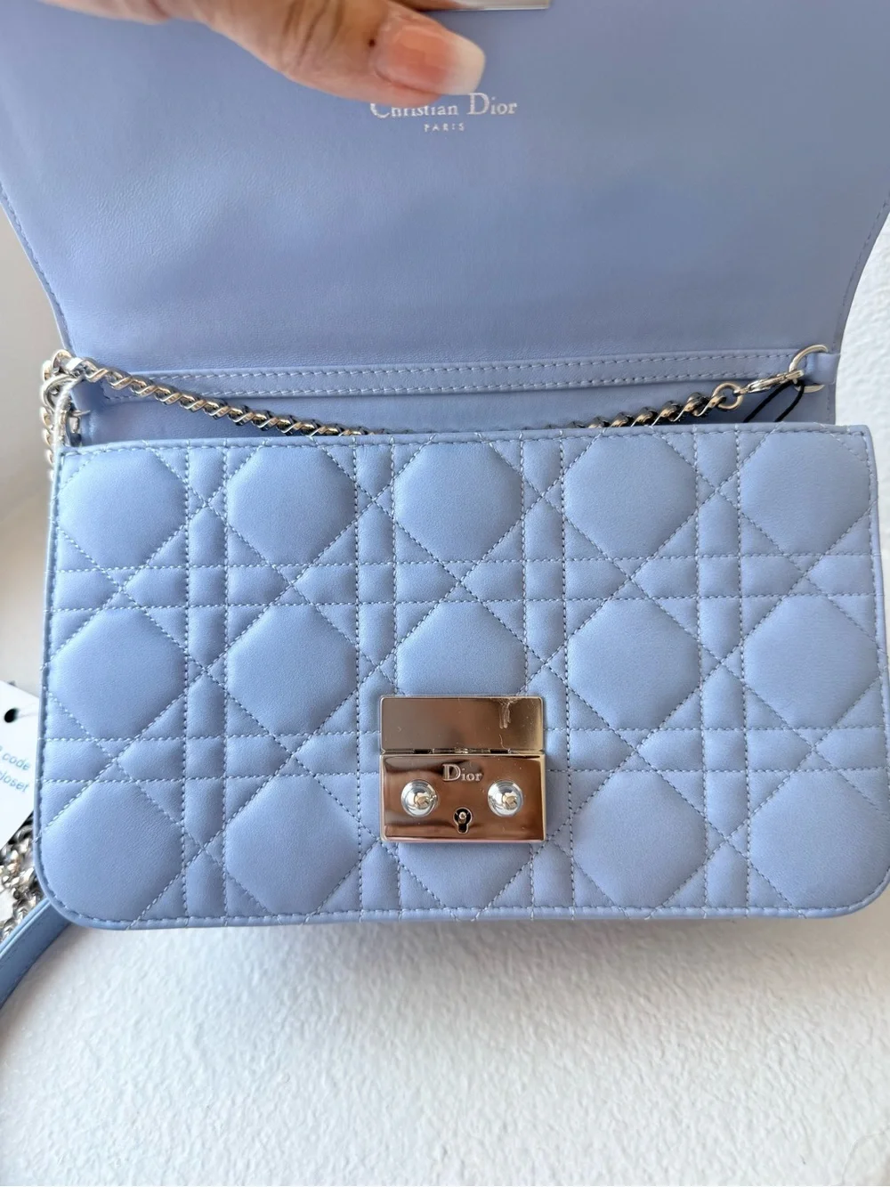 ⭐️Dior Quilted Two-Tone Leather Shoulder Bag in Iridescent Green and Light Blue